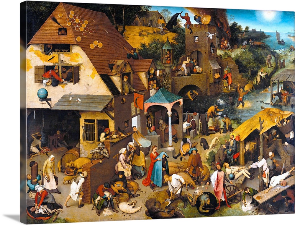 The Dutch Proverbs, also known as the Netherlandish Proverbs. 1559. Oil on oak, 117 x 163 cm. Gemaldegalerie, Berlin, Germ...
