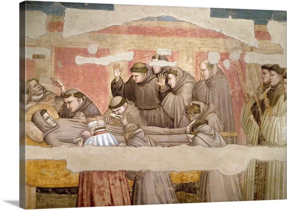 The Funeral of Saint Francis of Assisi. The verification of the stigmata. Painting by Giotto di Bondone (1267?-1337) , 132...