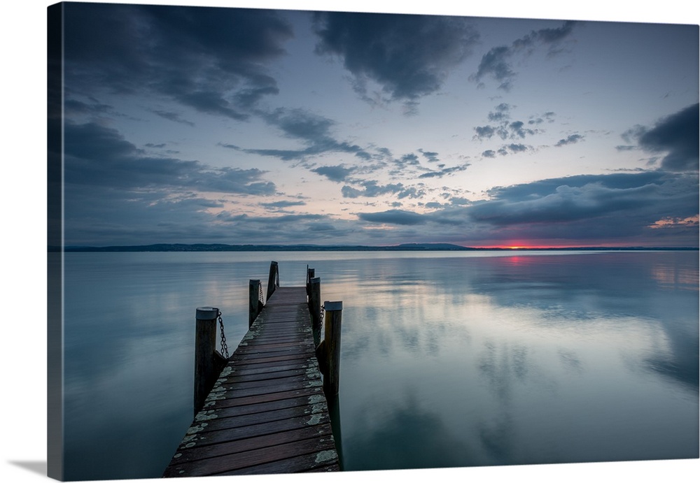 Sunrise at a small pier in Altnau, Thurgau, Switzerland