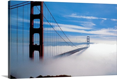 The Golden Gate Bridge in fog in San Francisco, California, USA