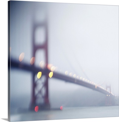 The Golden Gate Bridge in San Francisco one slightly foggy morning.