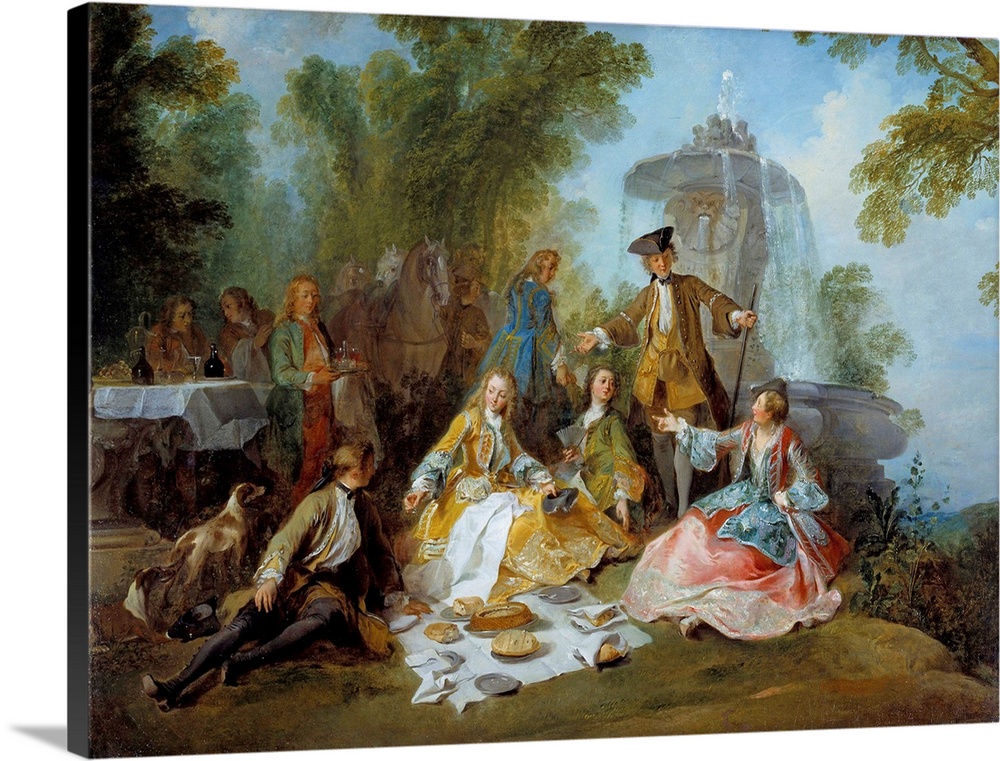 The hunting party meal. Painting by Nicolas Lancret (1690-1743), 18th century. Private collection