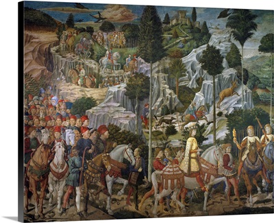 The journey of the Magi, detail of the landscape - by Benozzo Gozzoli