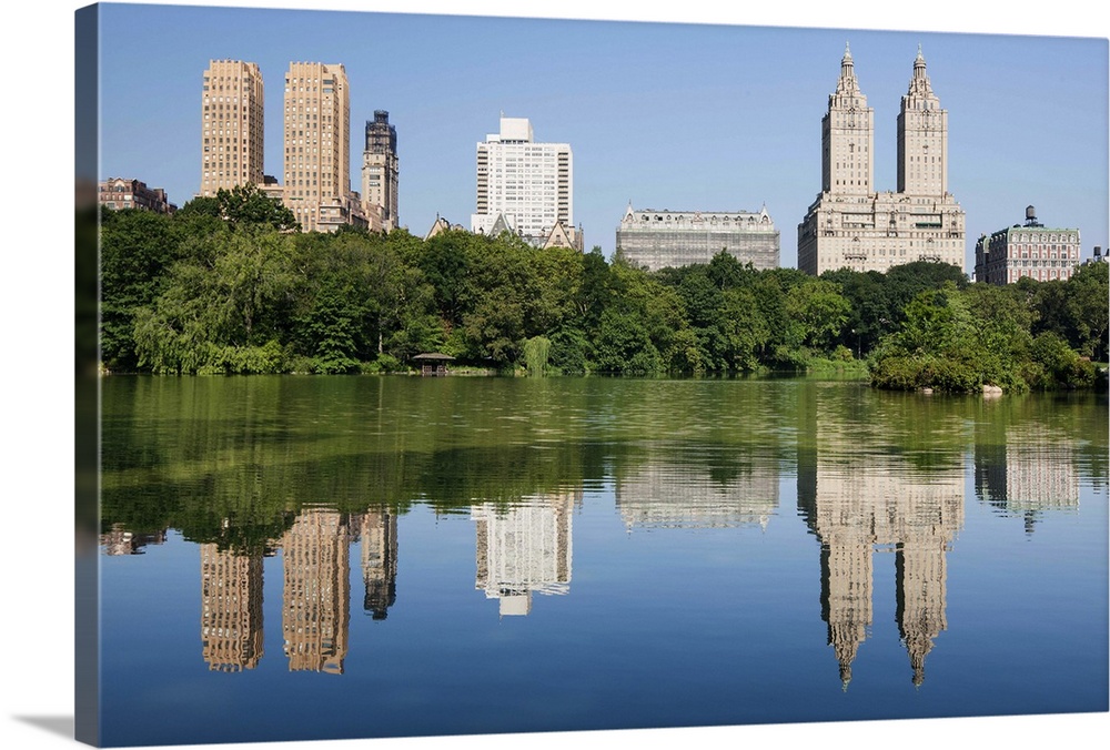 San Remo Apartments and other buildings on Central Park West, viewed from The lake in Central Park in New York, New York S...