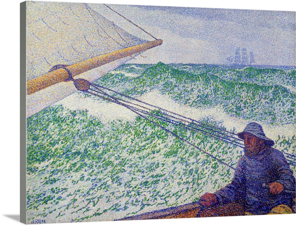 The Man at the Tiller. Painting by Theo van Rysselberghe (1862-1926), 1892. 0,6 x 0,8 m. Orsay Museum, Paris