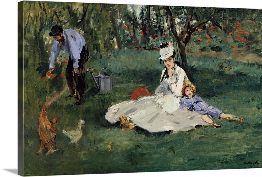 The Monet Family in the Garden. Painting by Edouard Manet (1832-1883) 1874. 0,48 x 0, 95 m New York, Metropolitan Museum