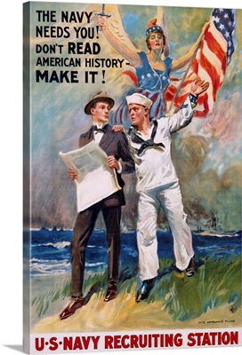 The Navy Needs You, U.S. Navy Recruiting Station Poster By James Montgomery Flagg