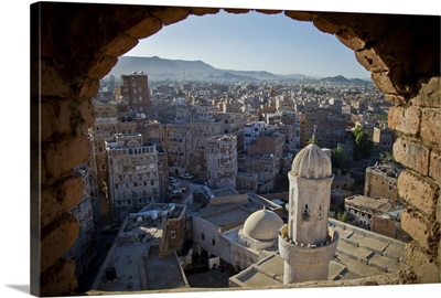 The old San'a view from a window, Yemen