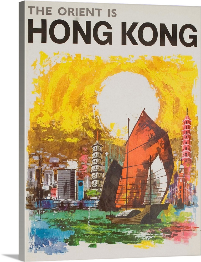 Hong Kong Travel Association Travel Poster, ca 1960s.