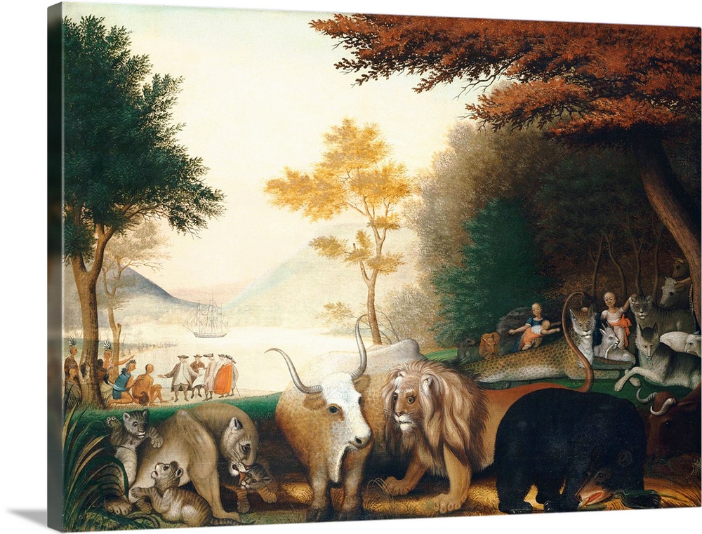 Edward Hicks (American, 17801849), The Peaceable Kingdom, 1845-6, oil on canvas, Phillips Collection, Washington, D.C. Not...