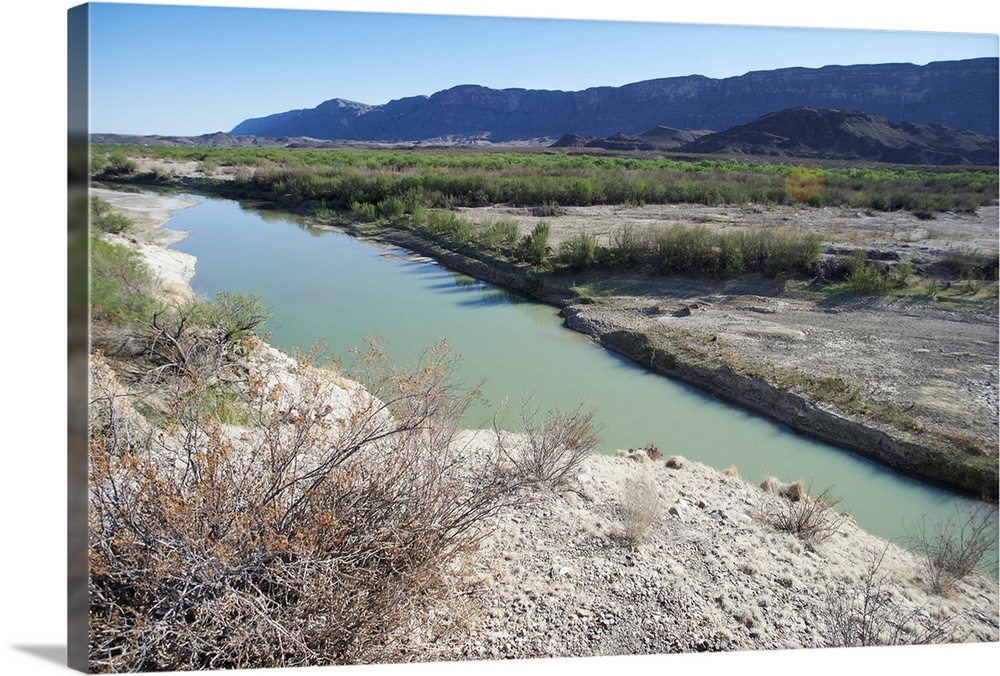 The Rio Grande river serves as the border between the United States and Mexico at Big Bend National Park. The United State...