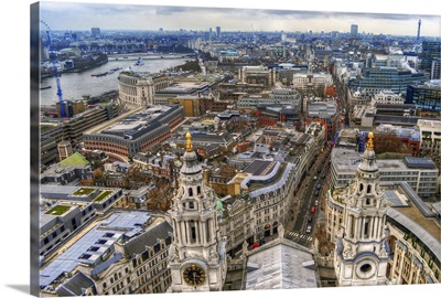 The skyline of central London viewed from St Pauls Cathedral London UK.