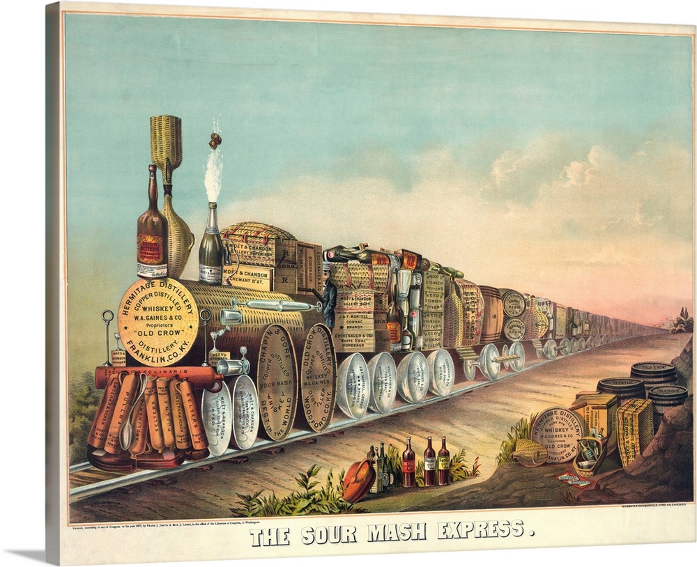 The Sour Mash Express by Frank I. Jervis and Max J. Light, 1877. Published by Shober and Carqueville Lithographic Company,...