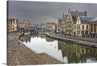 The streets of Graslei and Korenlei of Ghent, Belguim