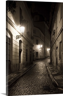 The streets of Mala Strana at night in Prague, Czech Republic