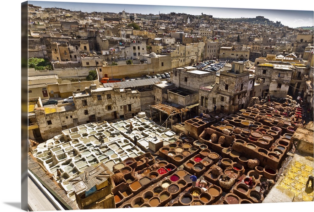 Chouara Tannery - Fs - MoroccoLeather tanning is a tradition in Morocco, especially in Fez where the Chouara Tannery is th...