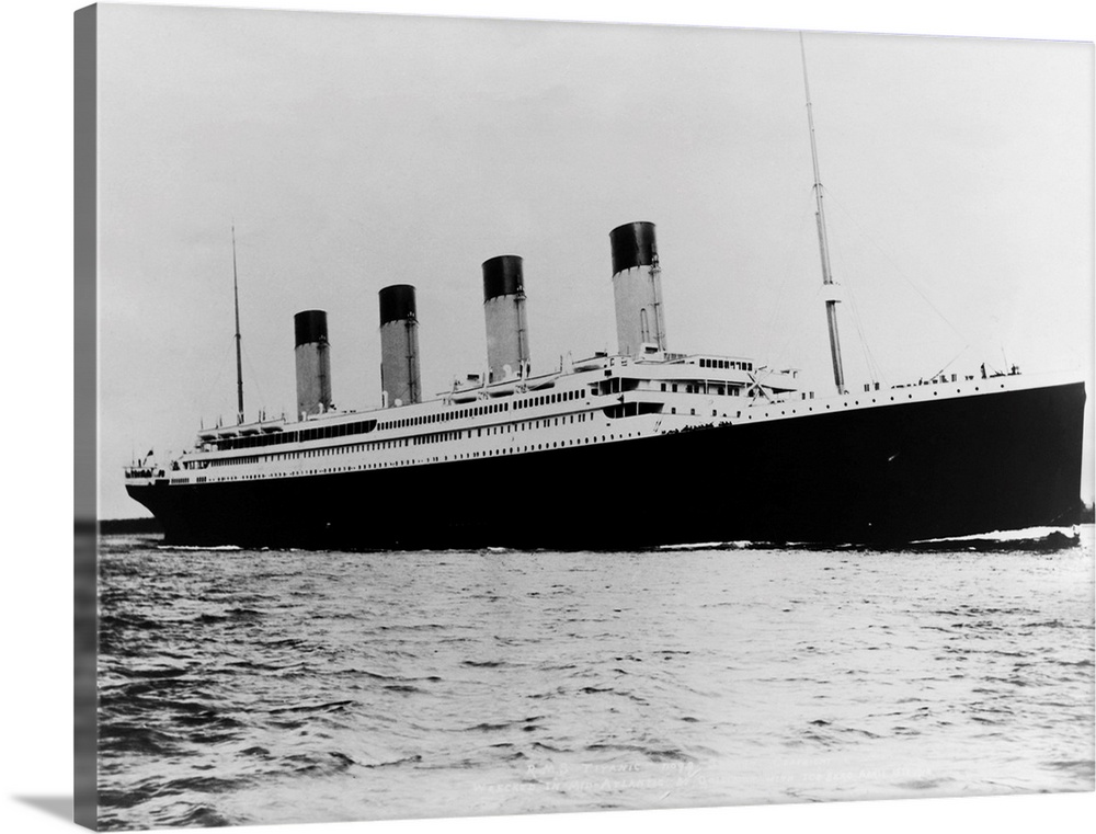 Photo shows the ill-fated luxury liner, the Titanic, sailing the ocean..