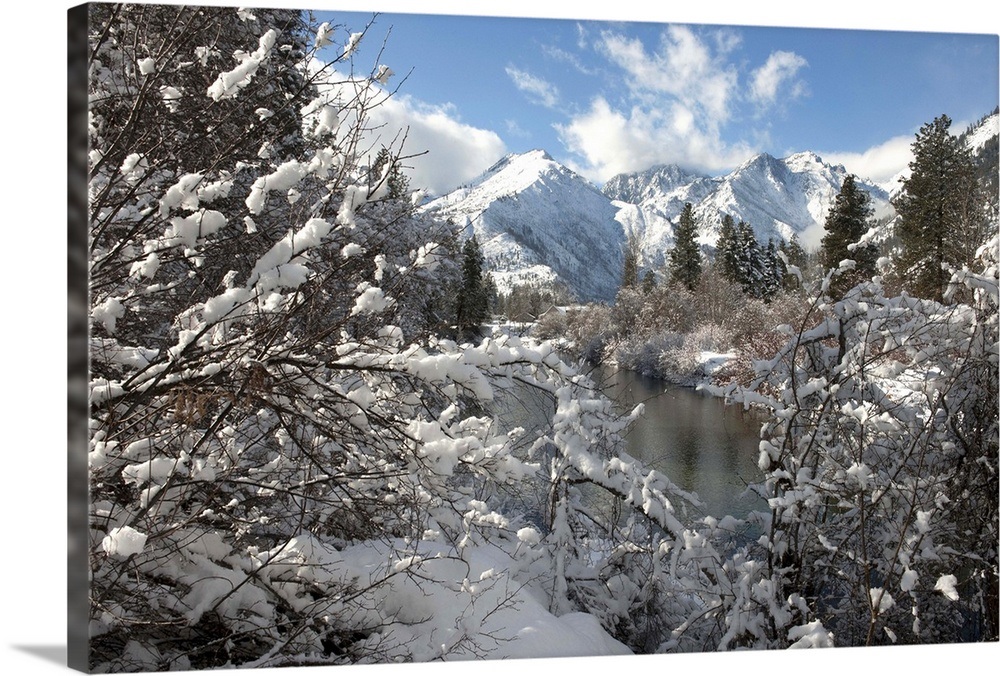 Cascade Mountains Rise Above The Wenatchee River On A Clear Day Near