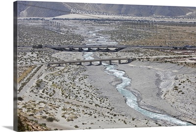 The Whitewater River flows under the interstate outside of Palm Springs, CA