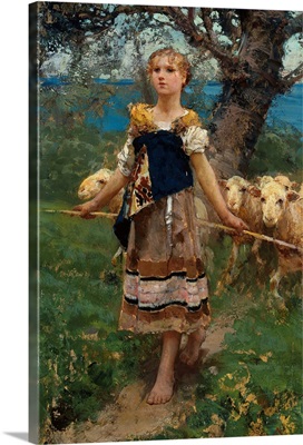 The Young Shepherdess By Francesco Paolo Michetti