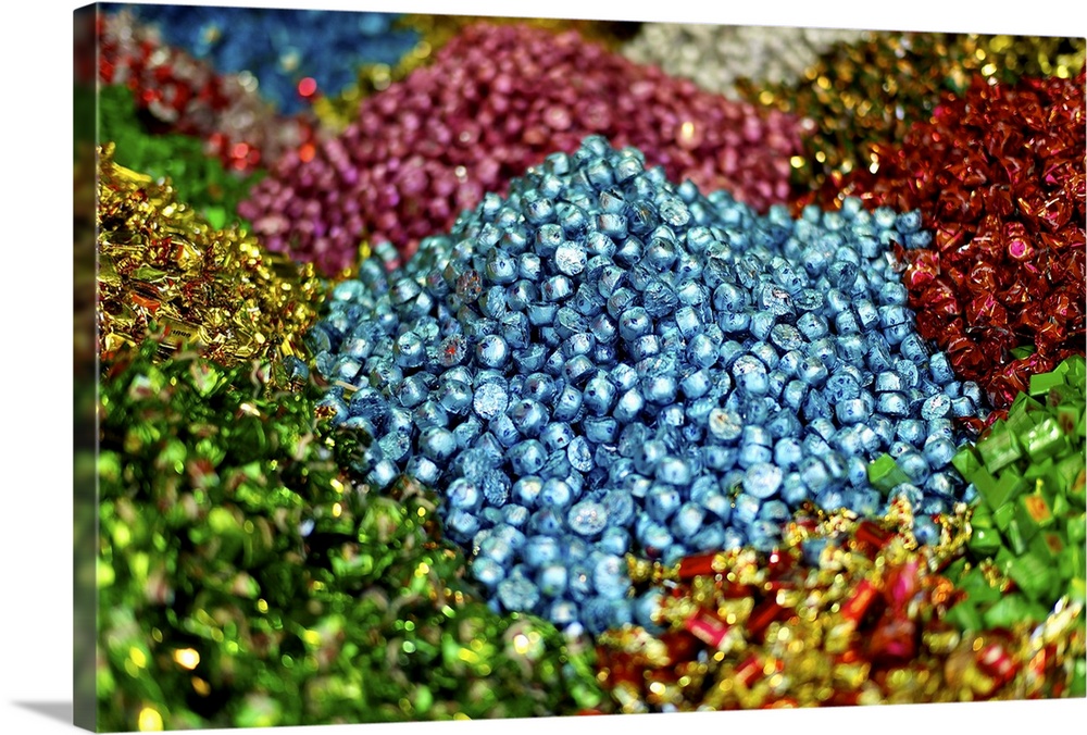 Taken in Spice Market in Istanbul, picture shows thousands of individually wrapped candies and chocolates in brightly colo...