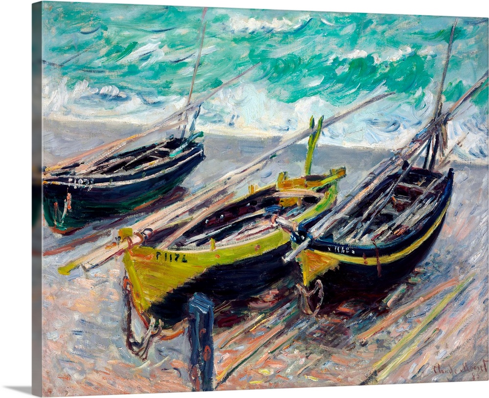 Claude Monet, Three Fishing Boats, 1886, oil on canvas, 73 x 92.5 cm (28.7 x 36.4 in), Museum of Fine Arts, Budapest, Hung...