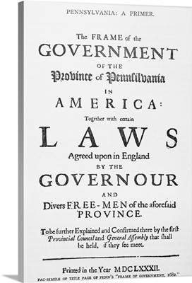 Title Page of Colonial Constitution of Pennsylvania