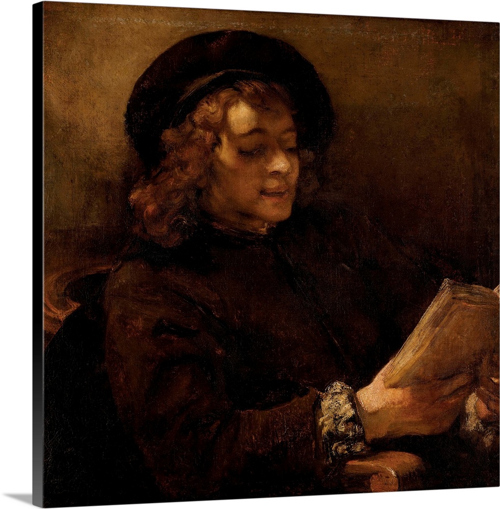 Rembrandt van Rijn (Dutch, 1606-1669), Titus van Rijn, the Artist's Son, Reading, 1656-57, originally oil on canvas.