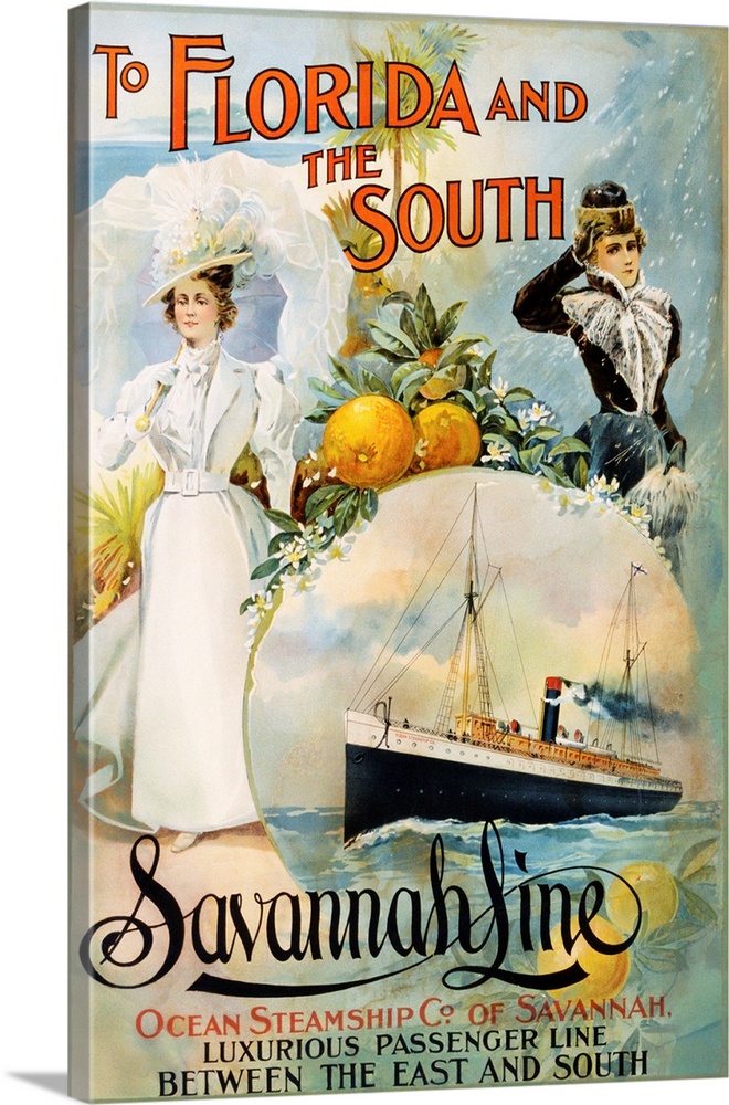 To Florida And The South - Savannah Line Poster