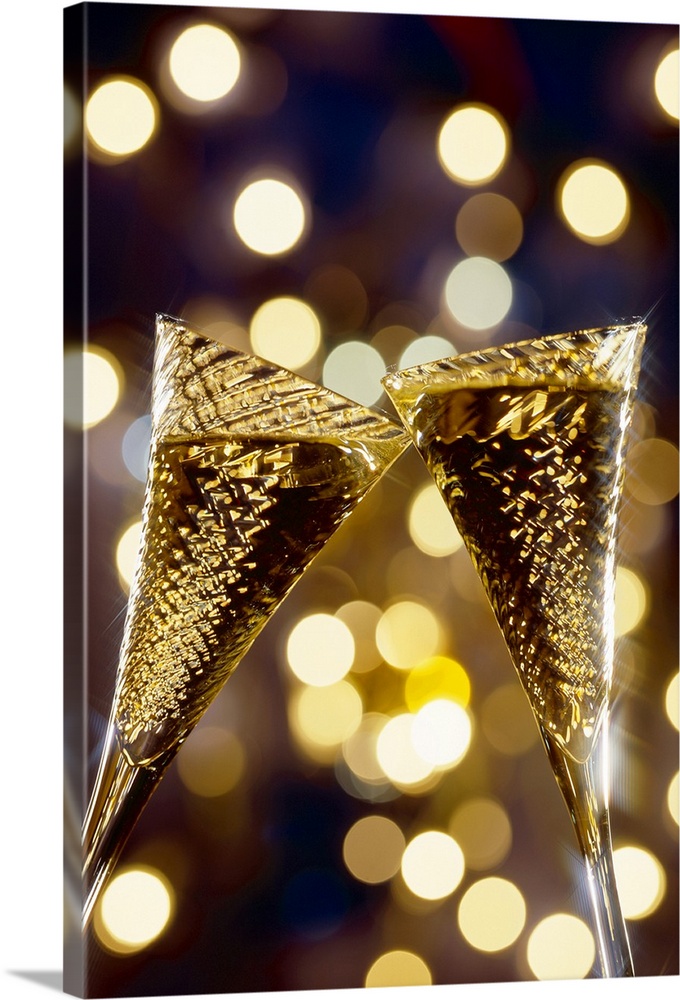 Toasted champagne flute, close-up
