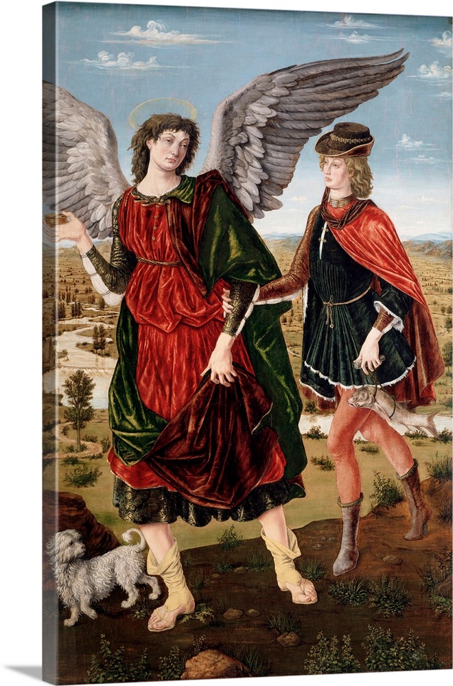 Tobias and the Archangel Raphael (tempera on panel) by Antonio Pollaiuolo, (1432/3-98) 188x119 cms Galleria Sabauda, Turin...
