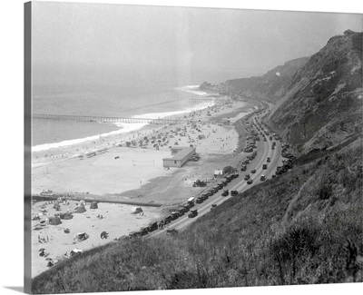 Top View of Automobiles Driving Along a Highway, Malibu, California