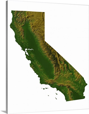 Topographic map of California