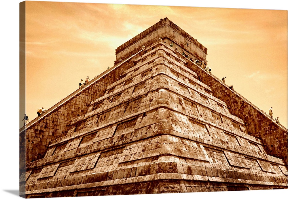 Tourists Climb The Pyramid Of Kukulcan
