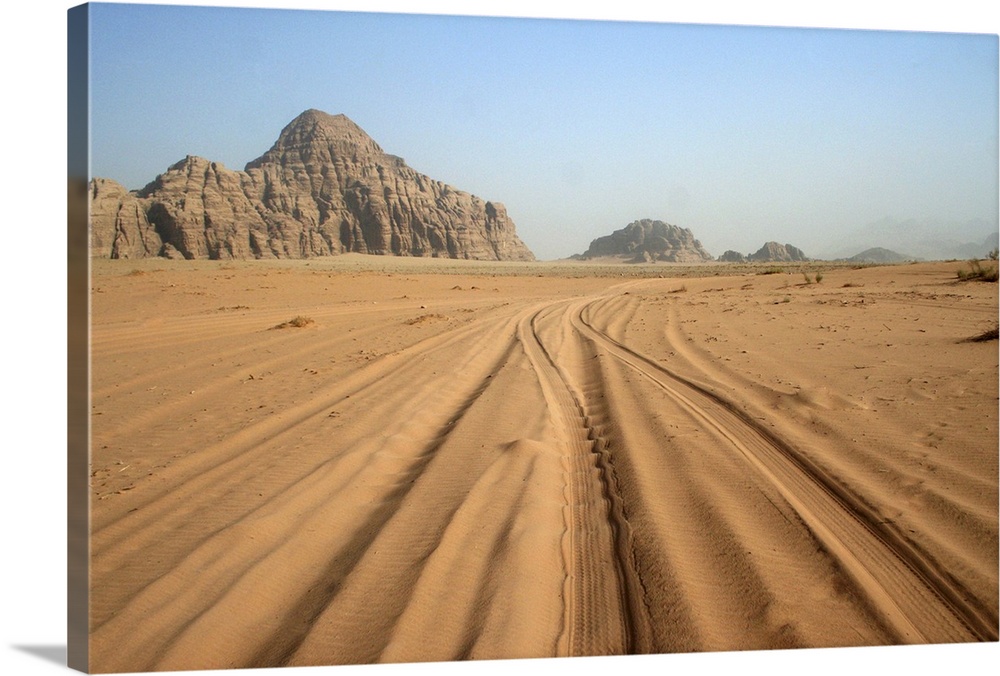 Tracks in sand, Wadi Rum, Jordan.
