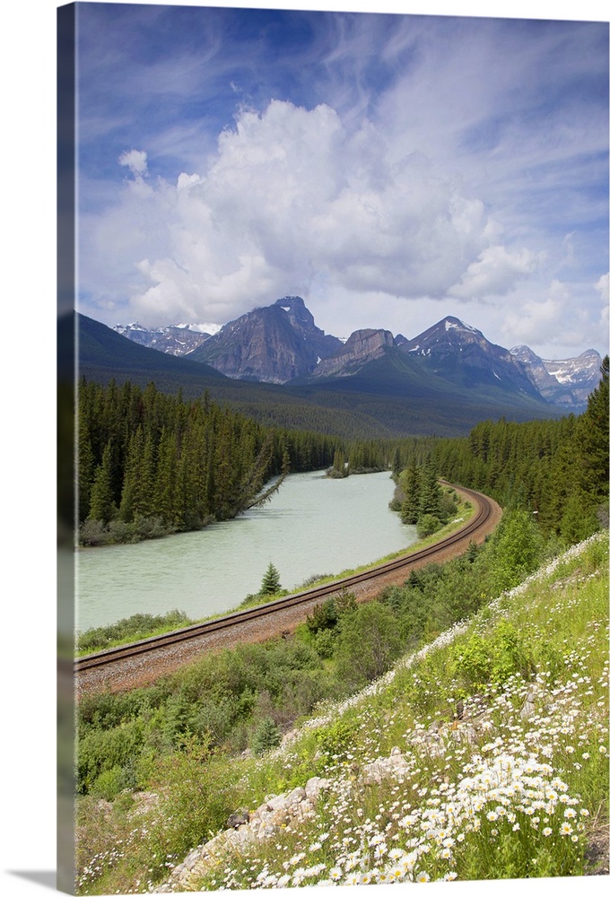 Canadian Pacific railway through Canadian rocky mountains.