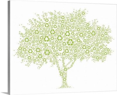 Tree composed of recycle symbols