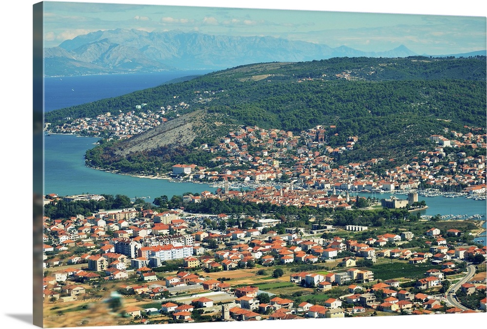 View of Old Town and new districts of Trogir, Croatia