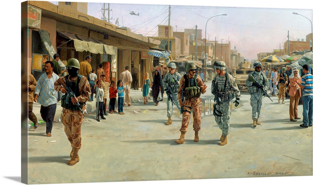 Troops Patrolling Market In Iraq Wall Art, Canvas Prints, Framed Prints ...