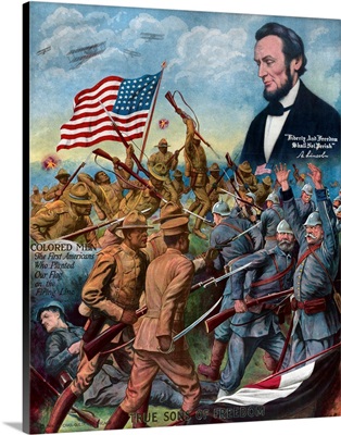 True Sons Of Freedom Poster With African-American Soldiers Fighting German Soldiers