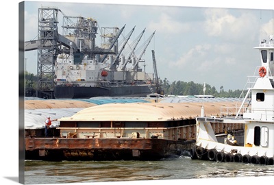 Tug boats and barges on the Mississippi River