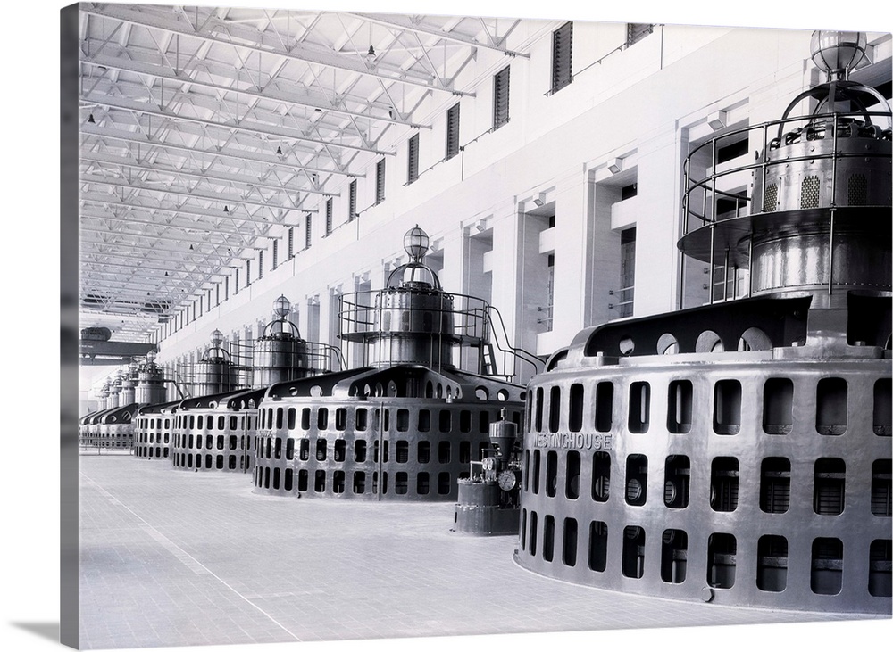 AL: The turbine room of the Wilson Dam power plant. Undated photograph.