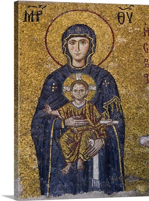 Turkey, Hagia Sophia Mosque, mosaic depicting Virgin Mary with baby Jesus