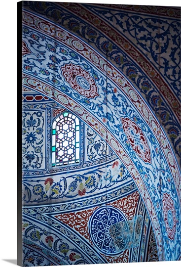 Turkey Istanbul Blue Mosque Interior Wall Art Canvas