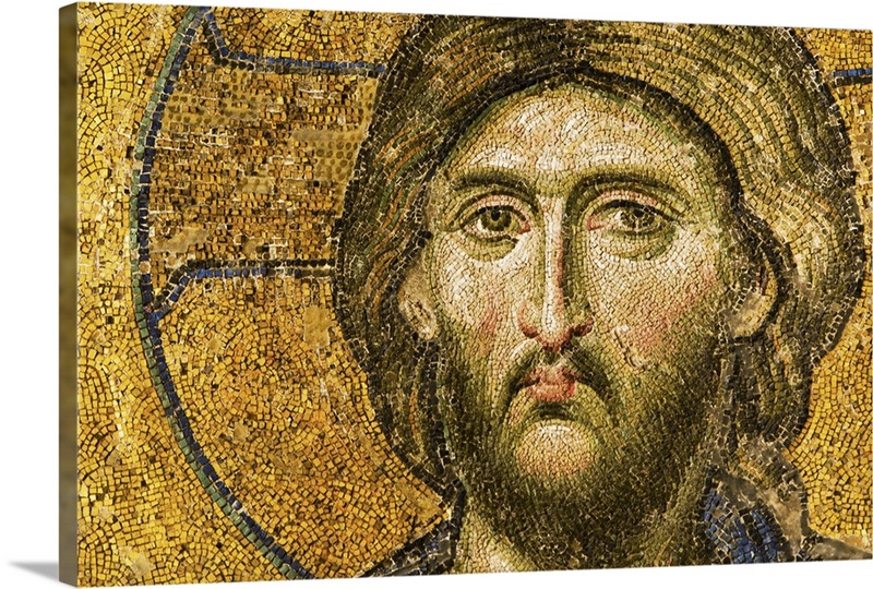 Turkey, Istanbul, Mosaic of Christ Pantocrator in Haghia Sophia Mosque ...
