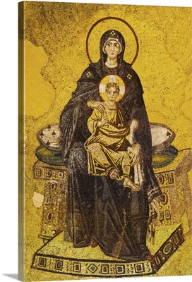 Turkey, Istanbul, Mosaic of Virgin Mary and Jesus in Haghia Sophia Mosque