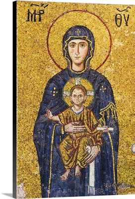 Turkey, Istanbul, Mosaic of Virgin Mary holding Jesus in Haghia Sophia Mosque
