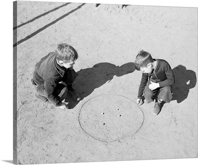 Two Boys Playing Marbles