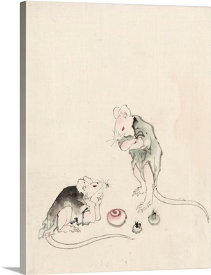 Two Mice In Council By Katsushika Hokusai
