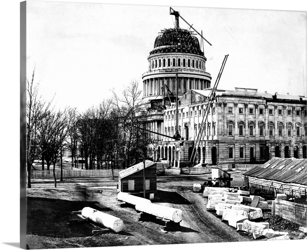 The U. S. Capitol is under construction. Washington D. C., ca. 1864.